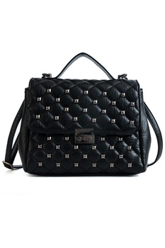 Geanta de dama Venti, Madlene neagra din piele ecologica cu tinte Geanta de dama Venti, Madlene neagra din piele ecologica cu tinte