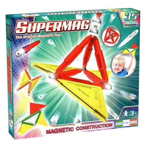 Set de constructie magnetic Supermag, Primary, 35 piese