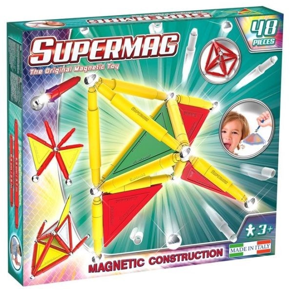 Set de constructie magnetic Supermag, Primary, 48 piese
