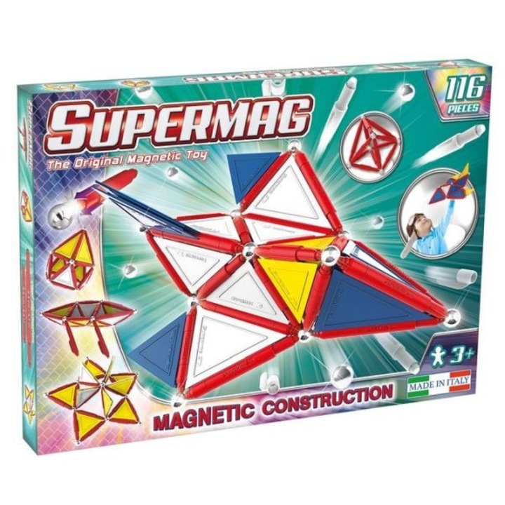 Set de constructie magnetic Supermag, Primary, 116 piese