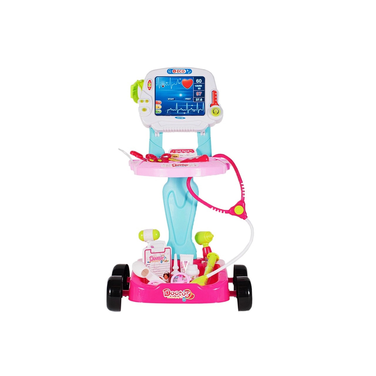 Centru de activitati Mica Asistenta , Model interactiv cu diverse accesorii medicale si instrumente ce garanteaza ore de distractie si amuzament ,Culoare Roz