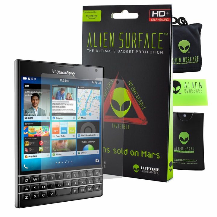 Alien Surface XHD, BlackBerry Passport, képernyővédő fólia + ajándék Alien Fiber
