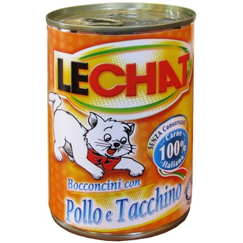 Hrana umeda pentru pisici LeChat conserva pasare/curcan 400 g Hrana umeda pentru pisici LeChat conserva pasare/curcan 400 g