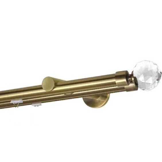 Galerie dubla Kula Crystal, teava profil, grosime 19mm, aur antic, 360 cm