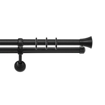 Galerie dubla Prince, grosime 19mm, negru mat, 160 cm Galerie dubla Prince, grosime 19mm, negru mat, 160 cm