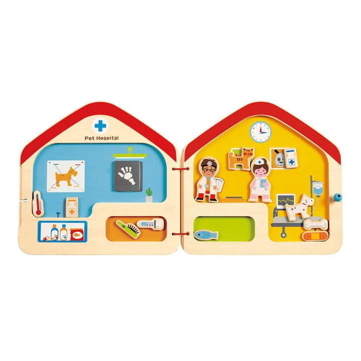 Puzzle magnetic din lemn Hape La veterinar Multicolor
