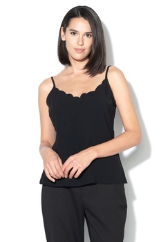Ted Baker, Top cu terminatii valurite Siina, Negru Ted Baker, Top cu terminatii valurite Siina, Negru