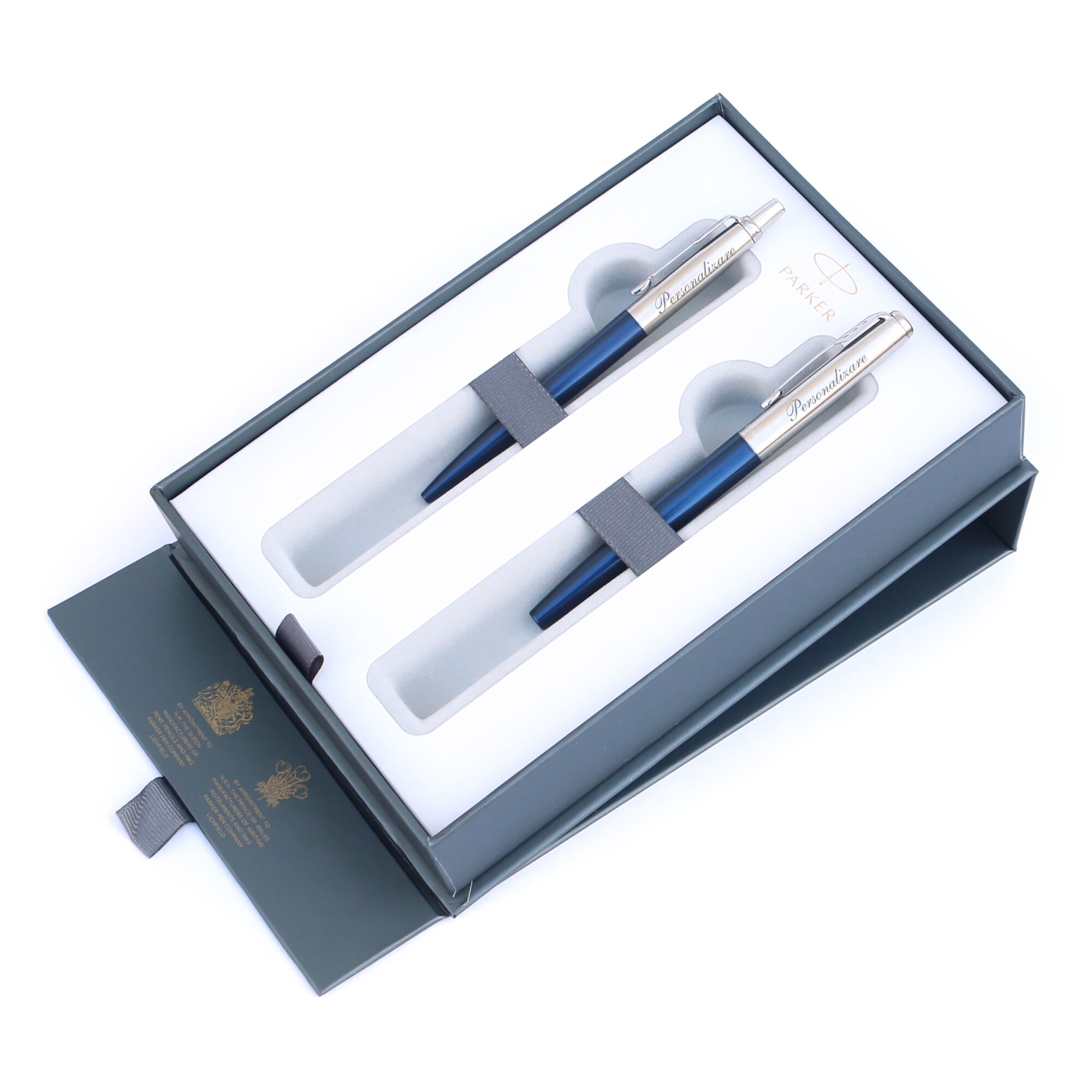 Set personalizat prin gravura stilou si pix Parker Jotter Royal Albastru