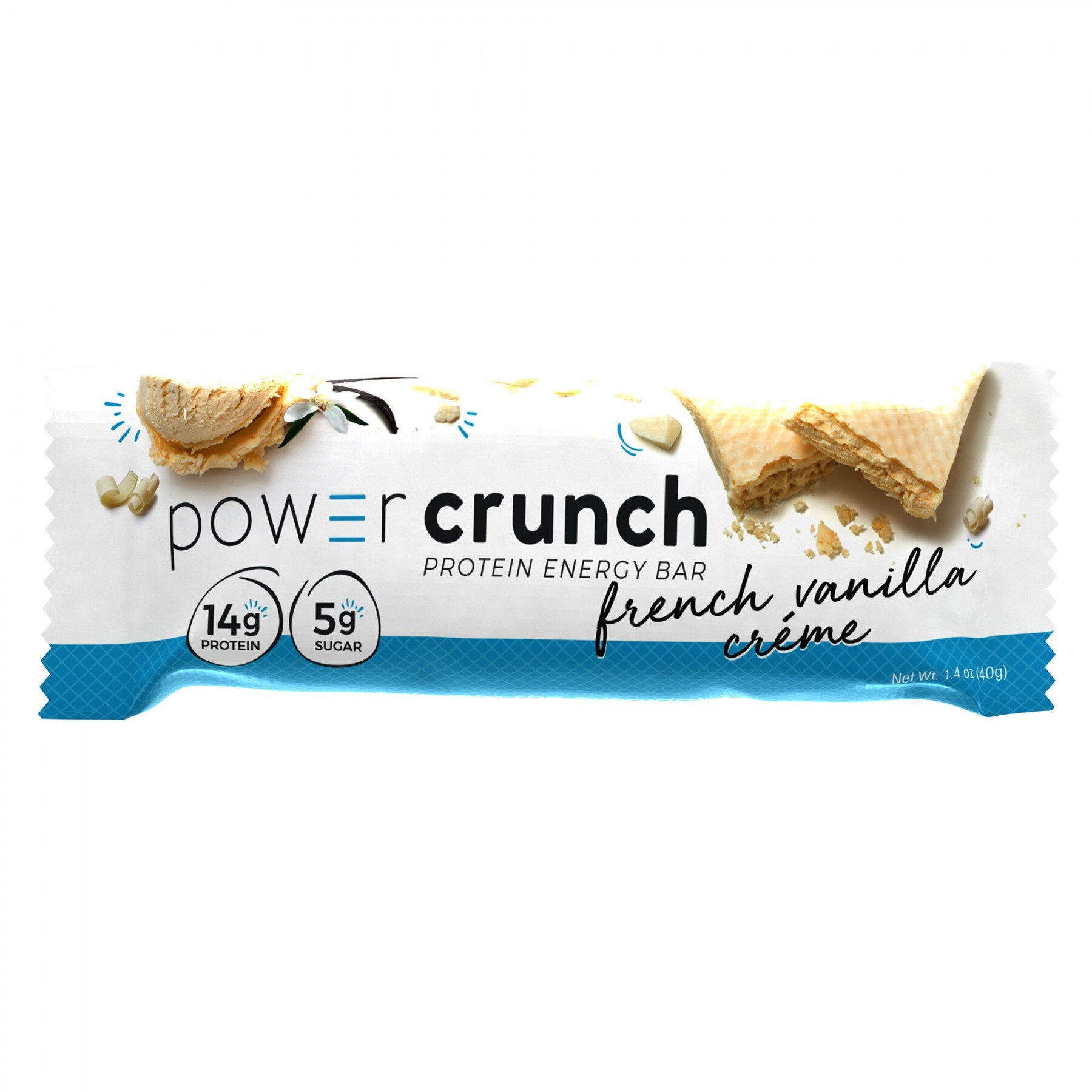 Baton Inlocuitor de masa PowerCrunch cu Crema de Vanilie, 40 g