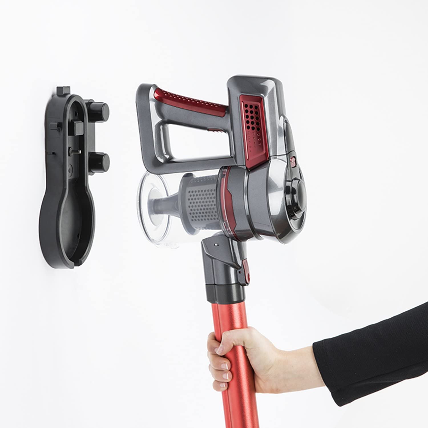 Aspirator de mana si vertical H.Koenig, UP600, 2 in 1, fara sac, clasa energetica A, 2 viteze, EasyClean, autonomie 35 min, multisuprafete, accesorii incluse, multifunctional, 2022, usor, rosu