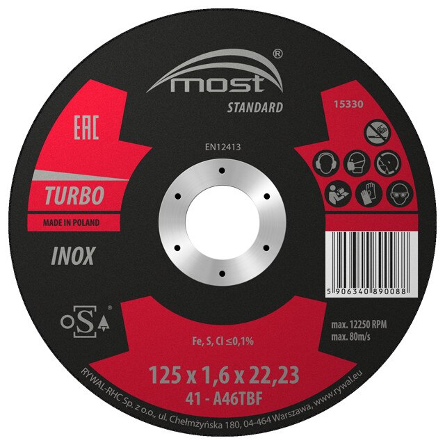 Disc taiere inox 125x1,6x 22,23mm, MOST