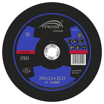 Disc taiere otel, 230x2,5x22,23mm, MOST Disc taiere otel, 230x2,5x22,23mm, MOST