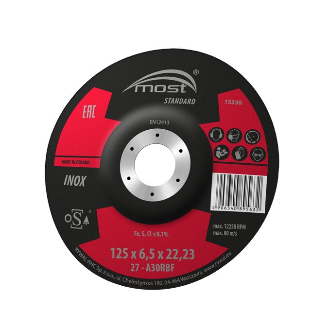 Disc taiere inox 125x6,5x 22,23mm, MOST