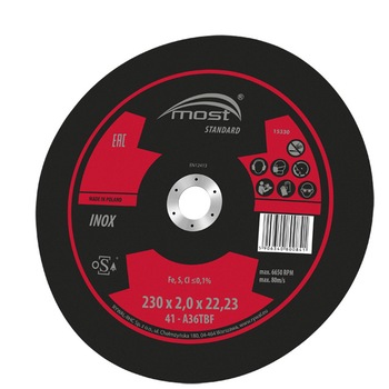 Disc taiere inox 230x2,0x 22,23mm, MOST Disc taiere inox 230x2,0x 22,23mm, MOST