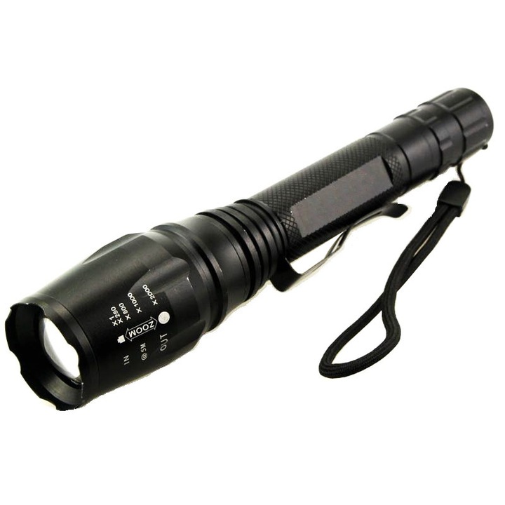 Фенер CREE 688-T6 Ultrafire Zoom, 1200 W, 1000 lm, 3-фазно осветление, Черен
