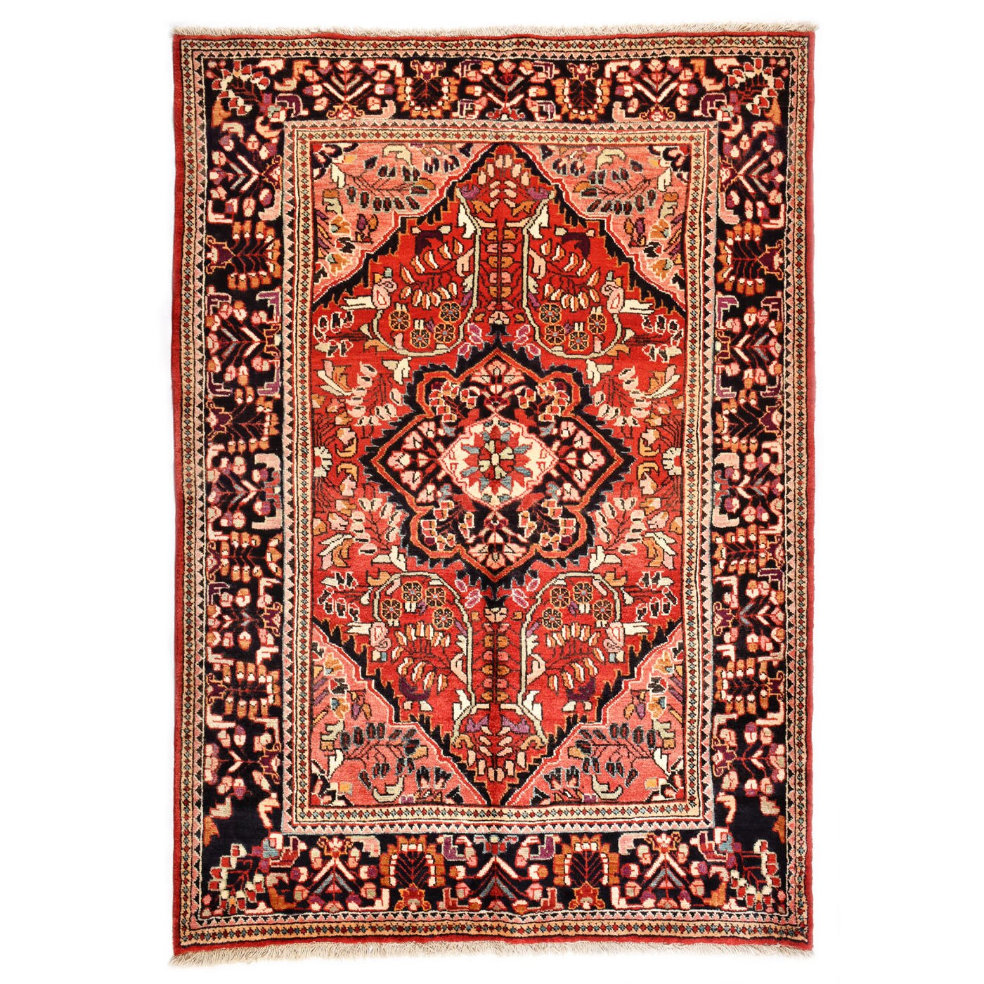 Covor,Hamedan,Rosu,Lucrat manual din lana,antialergic,rezistent la trafic intens,205X145