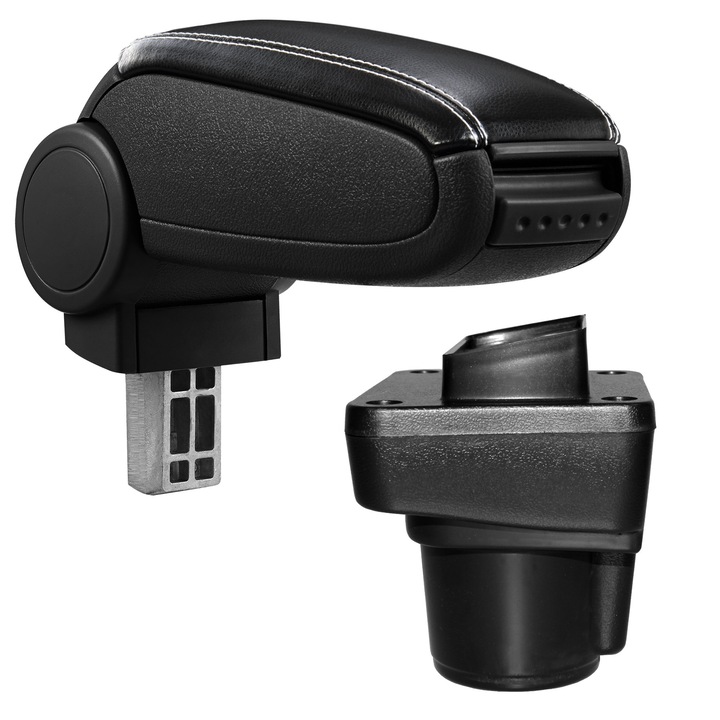 Cotiera auto, pro.tec, pentru Ford Ka, textil, negru, cu cusatura alba, compartiment depozitare