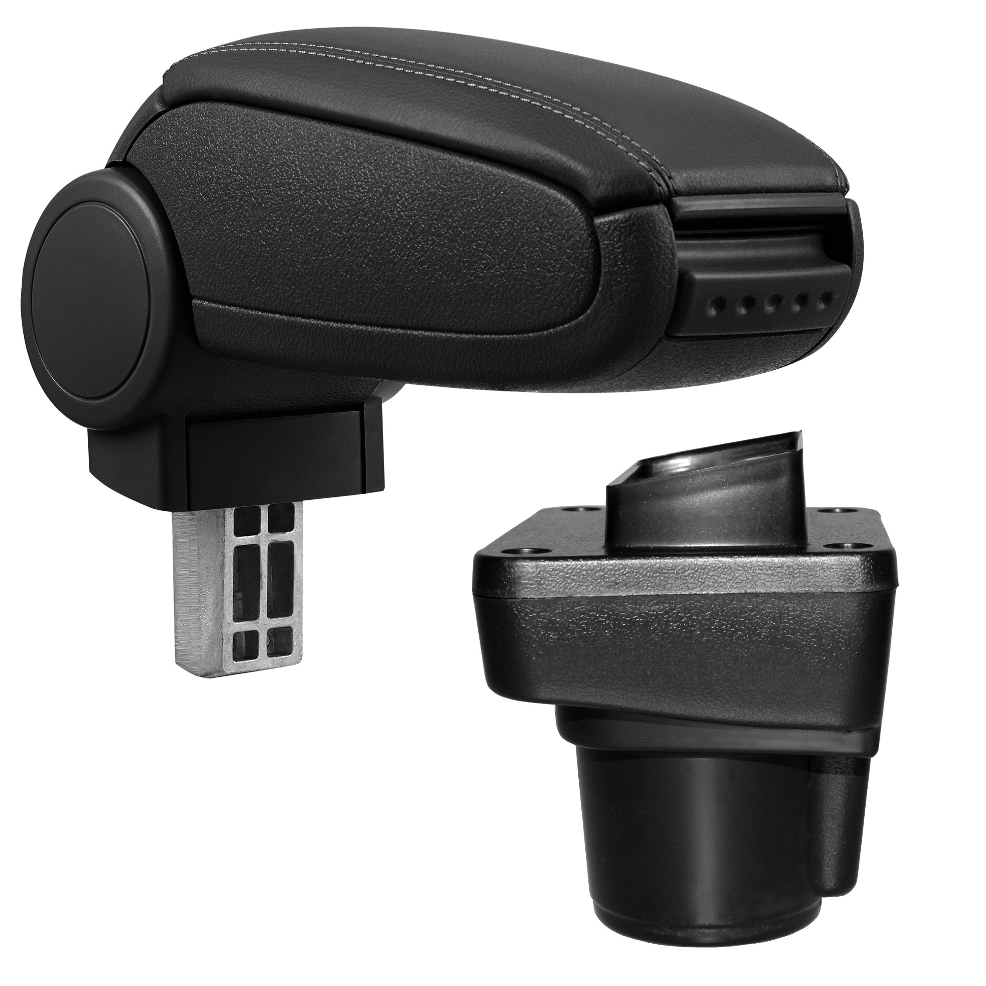 Cotiera auto, pro.tec, pentru Ford Ka, textil, negru, cu cusatura neagra, compartiment depozitare