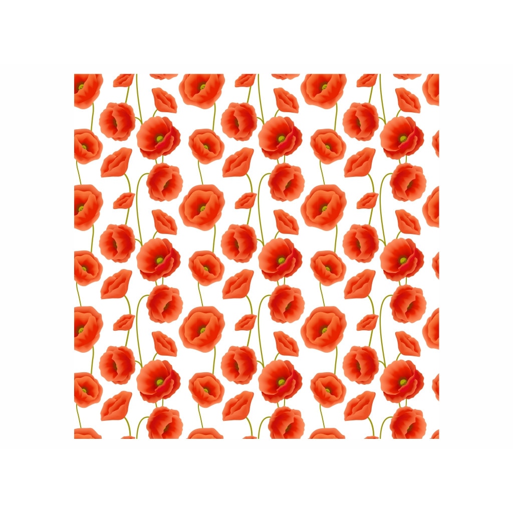 Folie pentru geam decorativa flori de mac, 10 m x 1 m