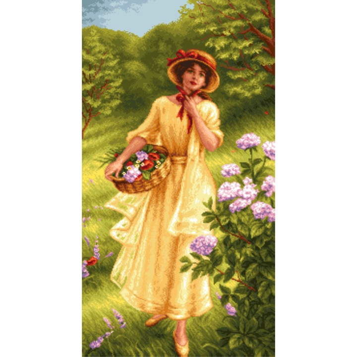 Goblen Poveste de vara, Rogoblen, kit cu diagrama color, 37x20 cm, bumbac