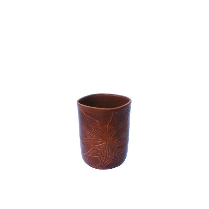 Suport de creioane din ceramica, handmade, culoare natur