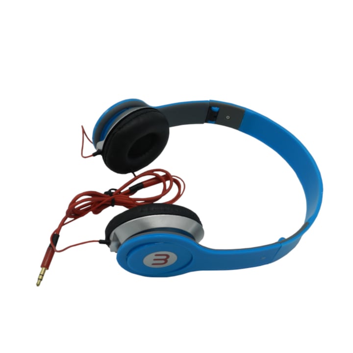 Casti audio pliabile,MEGA BASS,Microfon Incorporat, Albastru