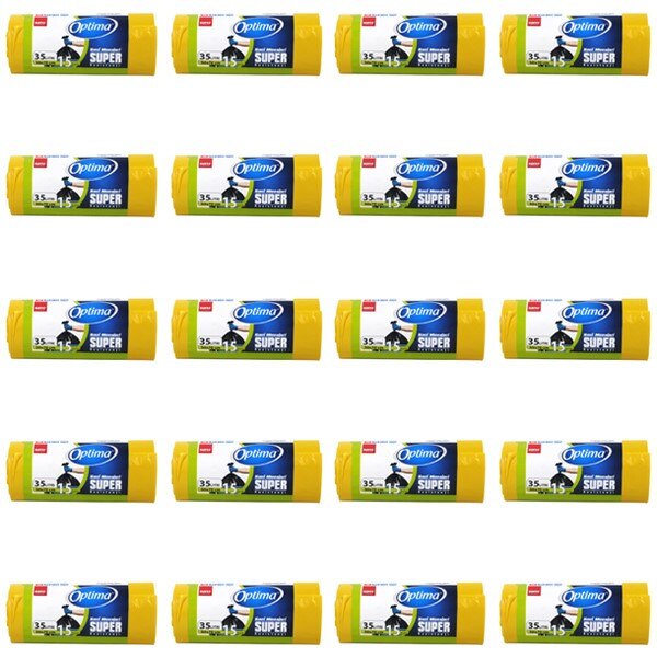 Pachet promo: 20 x Saci menajeri SANO 35L pentru pubela, Galbeni, 50x70cm, 20 role x 15 bucati / rola