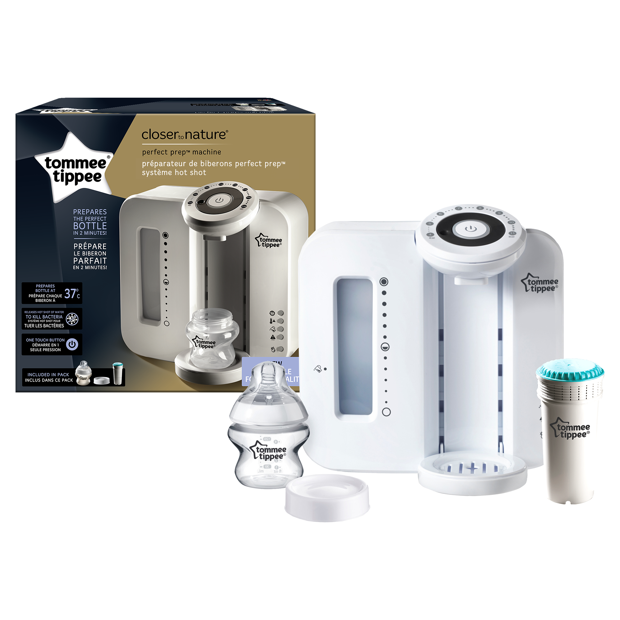 Aparat pentru pregatirea formulei de lapte praf Tommee Tippee Perfect Prep, Alb