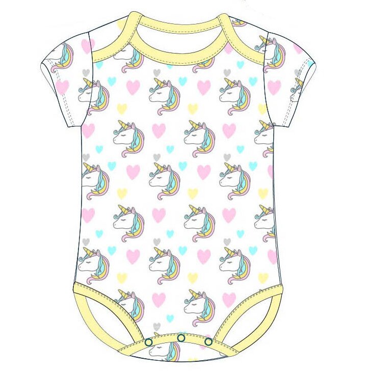 Body maneca scurta, unicorni cu