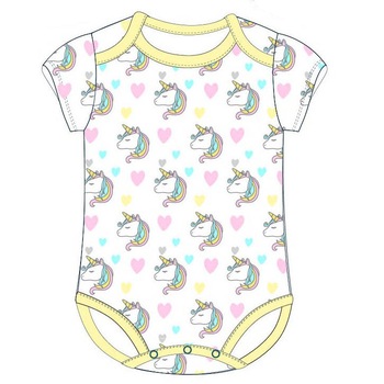 Body maneca scurta, unicorni cu Body maneca scurta, unicorni cu