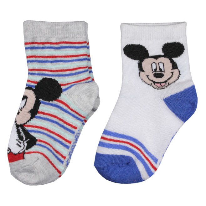 Set 2 perechi de sosete baieti, Disney, Mickey, gri/albastru