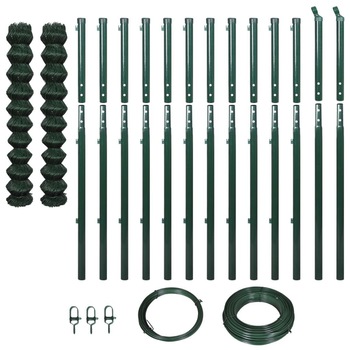 Set de gard din sarma cu stalpi,, vidaXL, Verde, 1.97 x 25 m Set de gard din sarma cu stalpi,, vidaXL, Verde, 1.97 x 25 m
