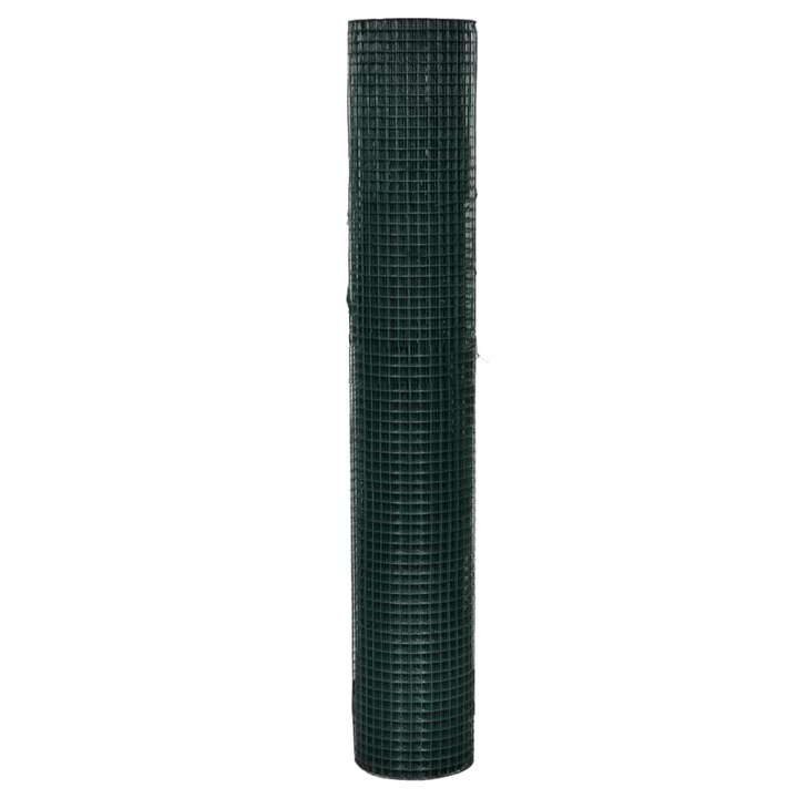 Кокошкарска мрежа vidaXL, Поцинкована с PVC покритие, 25x1 м, Зелена, 8.38 Kg