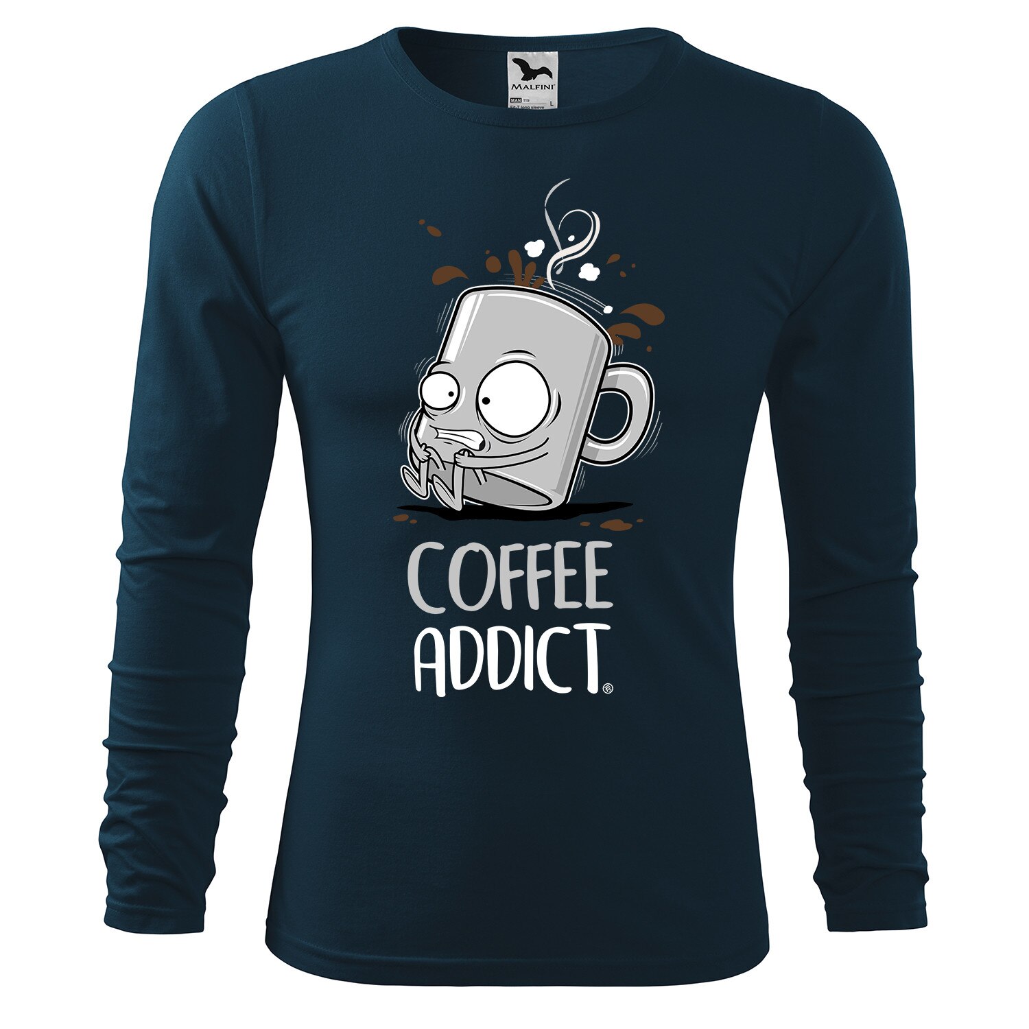 Tricou de barbati personalizat cu maneca lunga,Albastru marin,marime S