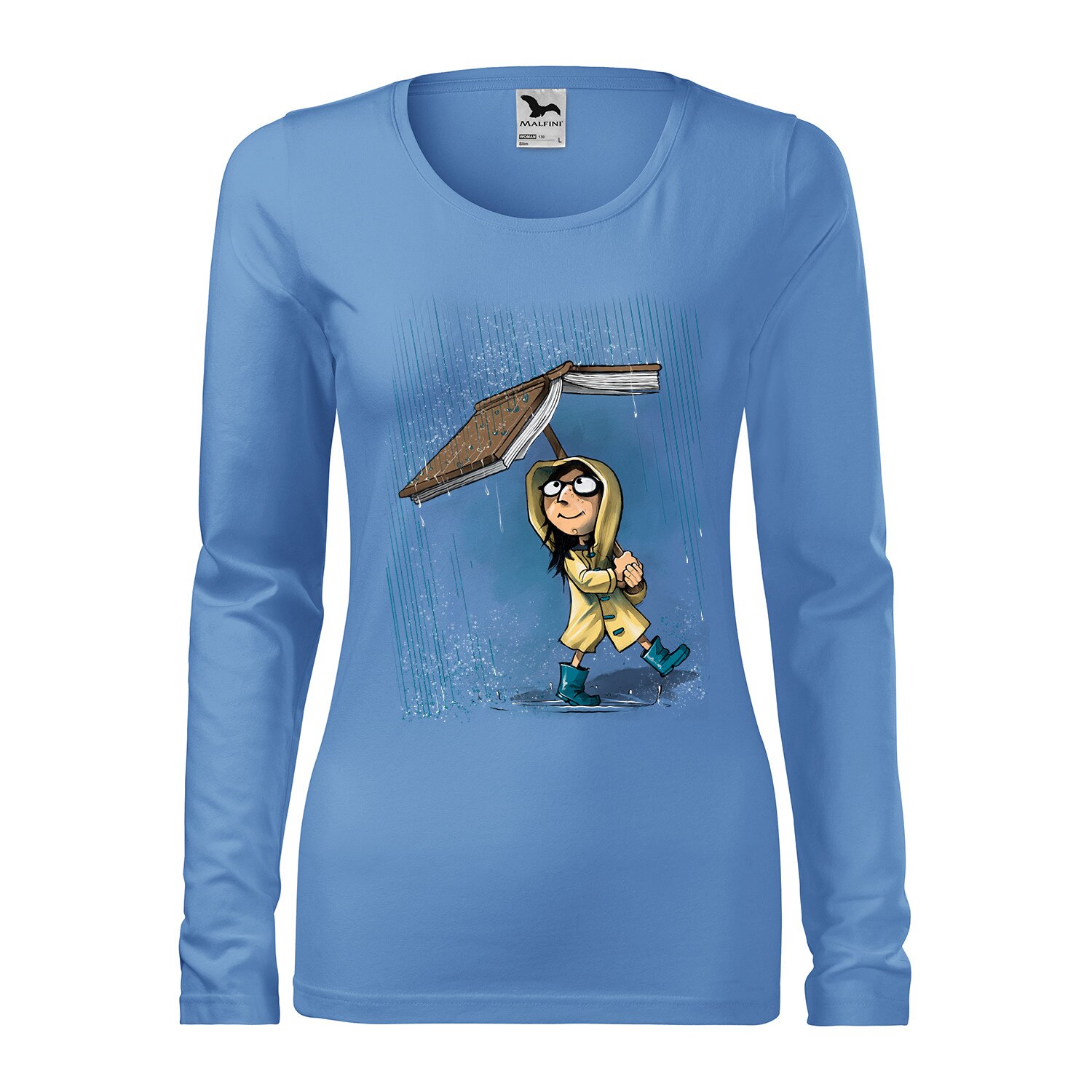 Tricou de dama personalizat cu maneca lunga,Albatru deschis,marime L
