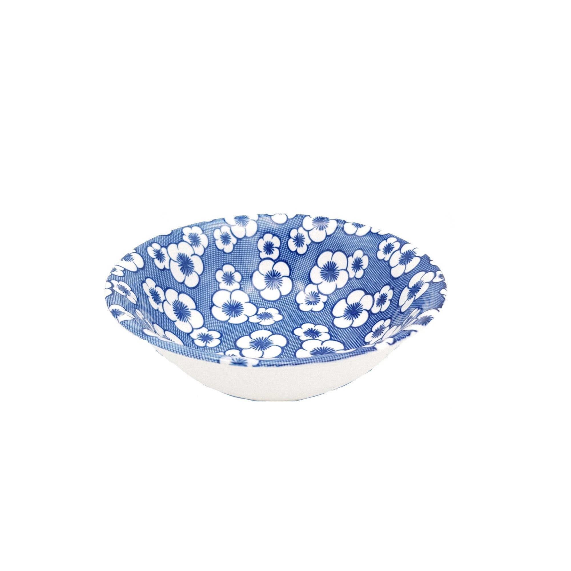 Set 6 boluri ceramica 16 cm cu flori albe , albastru