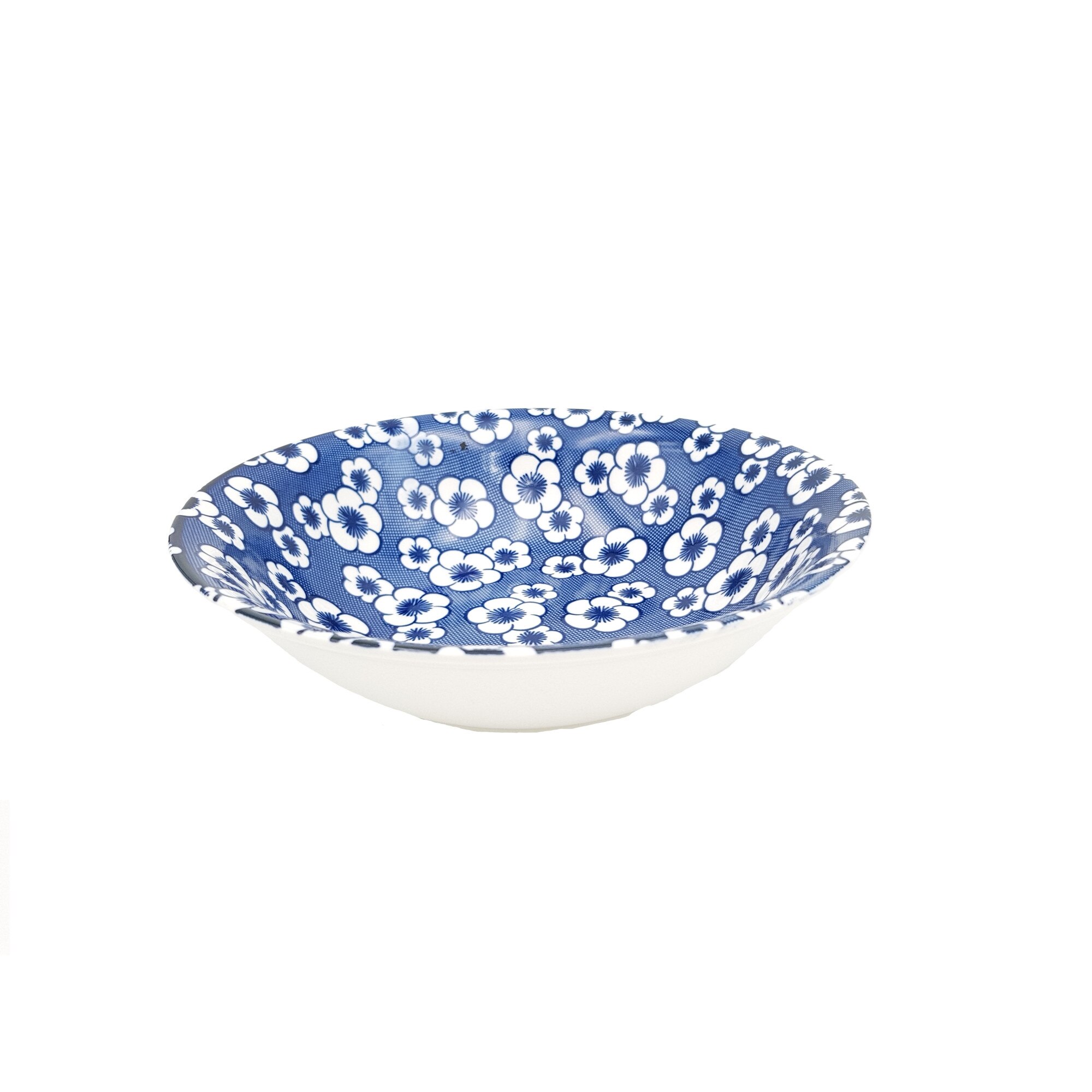 Set 6 boluri ceramica 21 cm cu flori albe ,albastru