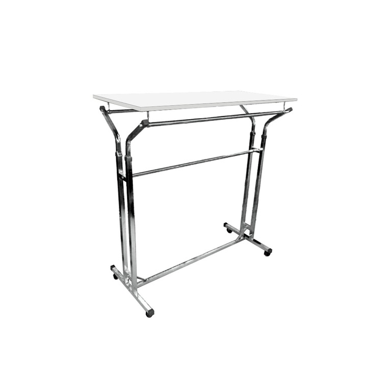 Stender suport metalic cromat reglabil cu placa pal, Inaltime 120 cm -160 cm, lungime 125 cm