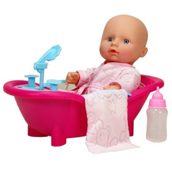 Set de joaca iMK® Papusa bebelus cu 10 sunete diferite, cadita si accesorii, roz Set de joaca iMK® Papusa bebelus cu 10 sunete diferite, cadita si accesorii, roz