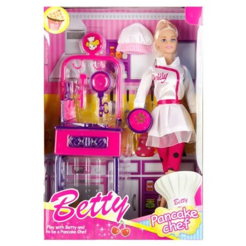 Set de joaca iMK® Pancake Chef Betty cu accesorii, blonda, 30 cm