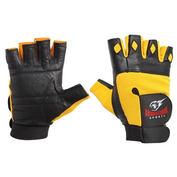 Manusi Antrenament pentru Sala si Fitness Piele Naturala Armageddon Sports, HORNET, Galben/Negru, L Manusi Antrenament pentru Sala si Fitness Piele Naturala Armageddon Sports, HORNET, Galben/Negru, L