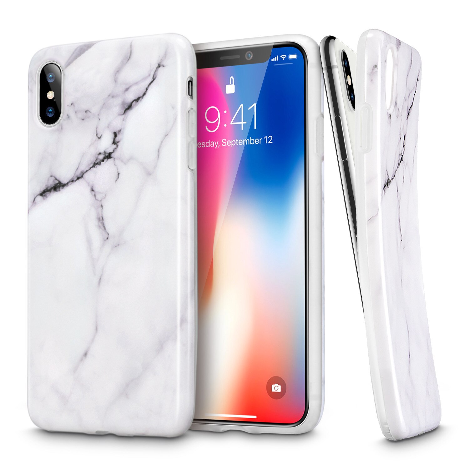 Carcasa ESR Marble iPhone X, White Sierra