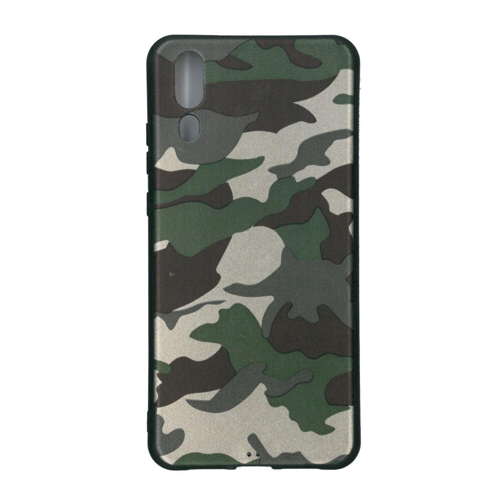 Husa din silicon, EuroCELL, pentru Huawei P20, print army verde