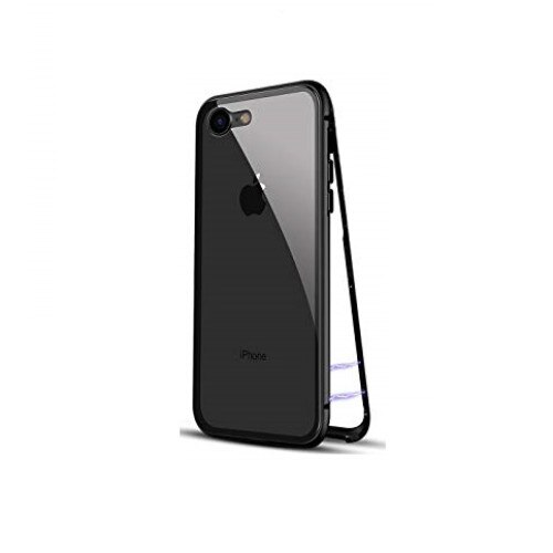 Husa Apple iPhone 7 Plus Magnetica Black, MyStyle Perfect Fit cu spate de sticla securizata premium