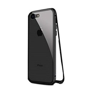 Husa cu Bumper din Aluminiu cu prindere Magnetica si spate din Sticla Temperata Securizata pentru iPhone 7 / 8 Black Husa cu Bumper din Aluminiu cu prindere Magnetica si spate din Sticla Temperata Securizata pentru iPhone 7 / 8 Black