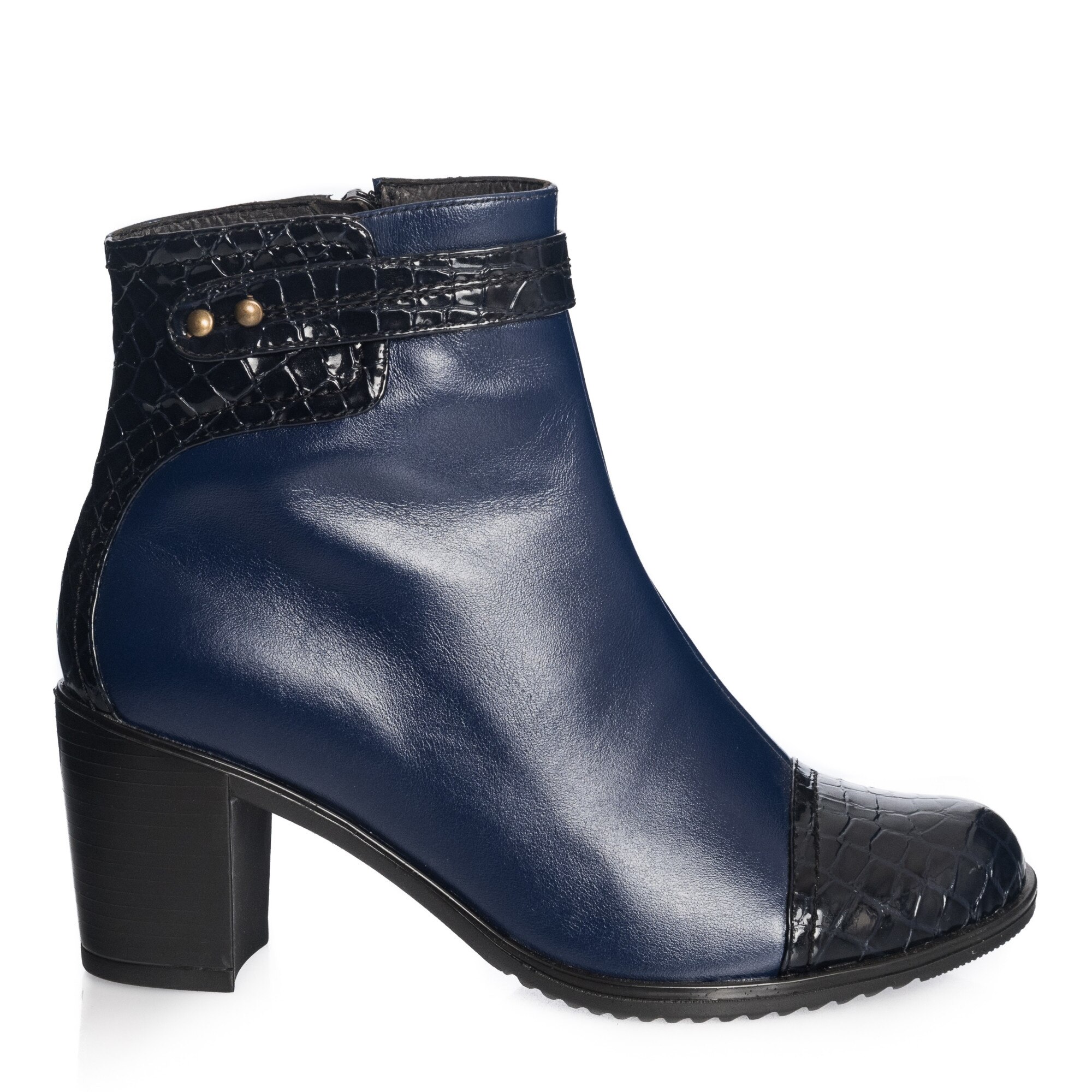 Ghete dama din piele naturala - Blu Box + Negru Croco - 80 BBNC