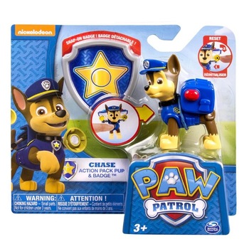 Figurina Paw Patrol - Action Pack Pup, Chase, 6.3 cm Figurina Paw Patrol - Action Pack Pup, Chase, 6.3 cm
