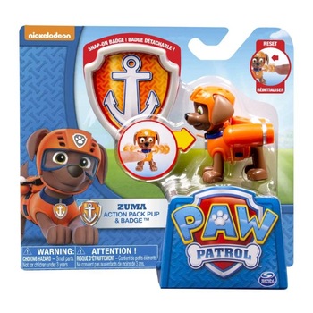 Figurina Paw Patrol - Action Pack Pup, Zuma, 6.3 cm Figurina Paw Patrol - Action Pack Pup, Zuma, 6.3 cm