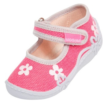 Incaltaminte panza, roz, cu trei floricele-22 Incaltaminte panza, roz, cu trei floricele-22