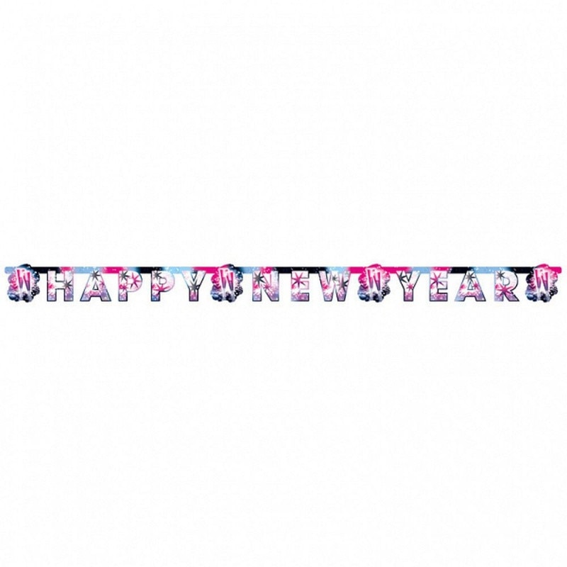 Banner decorativ pentru petrecere - 1.8 m x 15 cm, Happy New Year, Amscan 552599, 1 buc